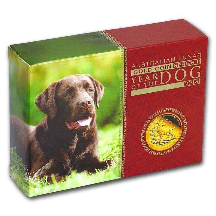 Lunar II: Año del Perro 1/10 onza Oro 2018 PROOF