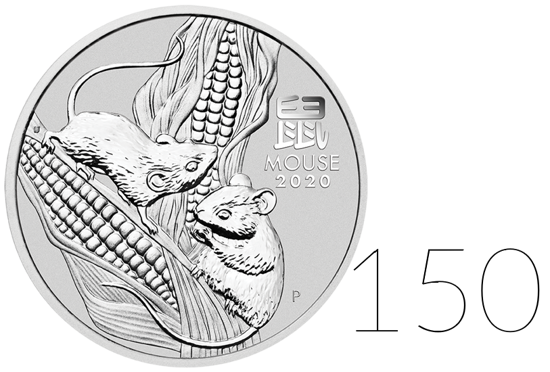 Lunar III: Año del Ratón 2 oz Plata PAQUETE DE 150 PAQUETES 2020