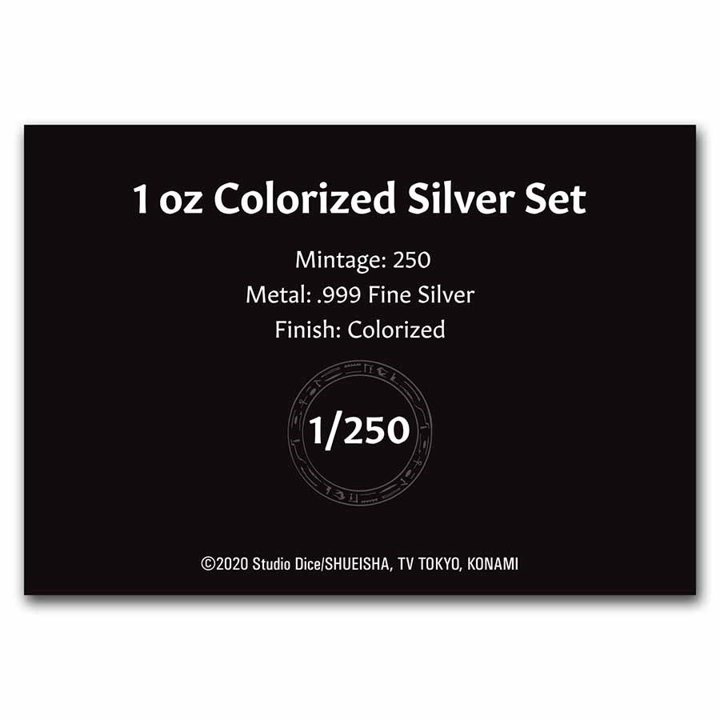 Conjunto de 2 monedas Niue: Yu-Gi-Oh! Maximillion Pegasus, Dark Magician Girl de color - 25º Aniversario 2 x 1 oz Plata 2022 Slab