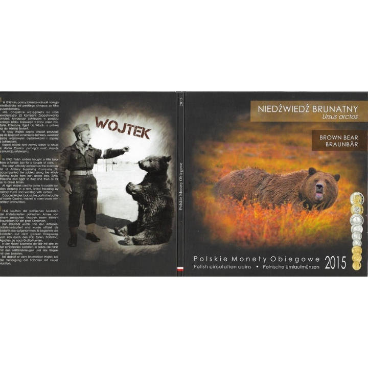 Monete circolanti polacche “Orso bruno” - set di monete da 1 gr - 5 zł 2015