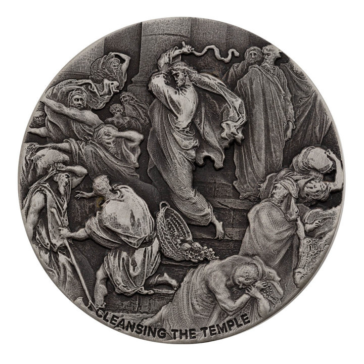 Niue: Biblical - Cleansing The Temple 2 once d'argento 2022 Proof Antiqued Coin