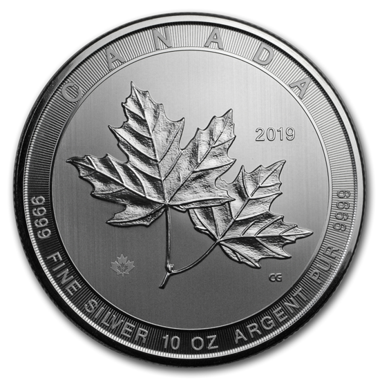 Feuille d'érable canadienne 10 onces d'argent 2019