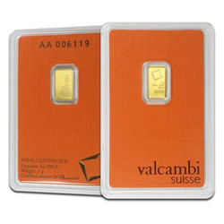 Lingot Valcambi 1 gramme d'or LBMA GD Refiner