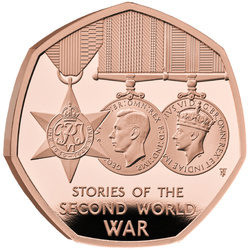 Stories of The Second World War 50p Gold 2025 Proof (Zlatá mince)