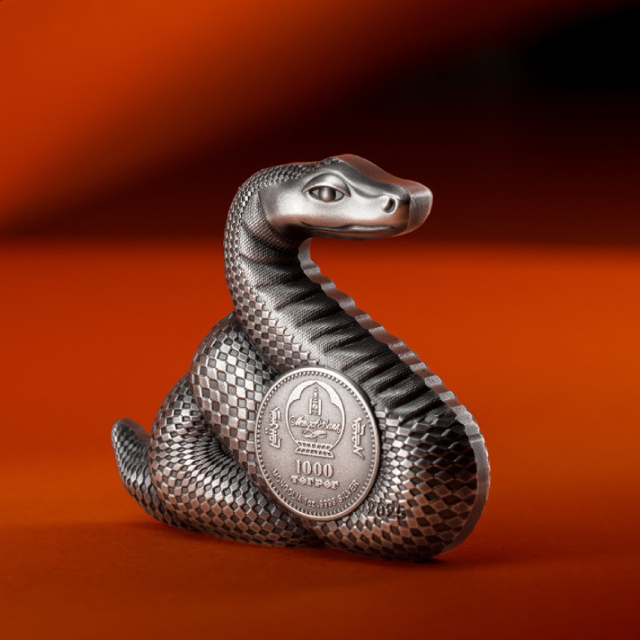 Mongolia: Nimble Snake 1 oz Silver 2025 Antiqued Coin