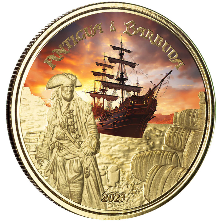 Antigua és Barbuda: Rum Runner színes 1 uncia arany 2023 Proof