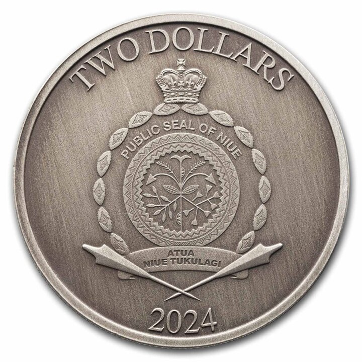 Niue: Héroes de la Mitología Griega - Theseus 1 oz Silver 2024 Antiqued Coin