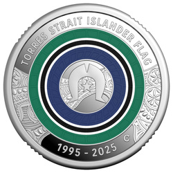 30th Anniversary of the Torres Strait Islander Flag kolorowany $2 Srebro 2025 Proof "C" Mintmark