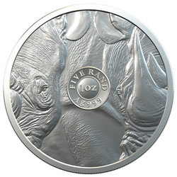Los Cinco Grandes Rinoceronte 1 oz Plata 2020