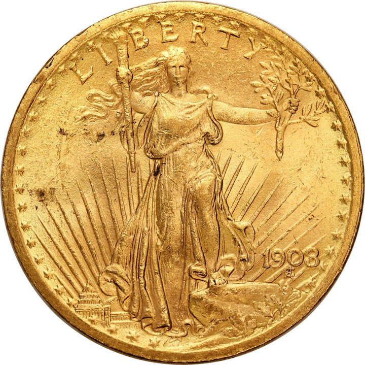 Liberty $20 Gold 1908 Coin