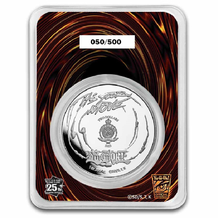 Niue: Yu-Gi-Oh! Game Flip - 25. rocznica 1 uncja Srebra 2023 Slab