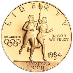 Los Angeles Olympiad Runners $10 Oro 1984