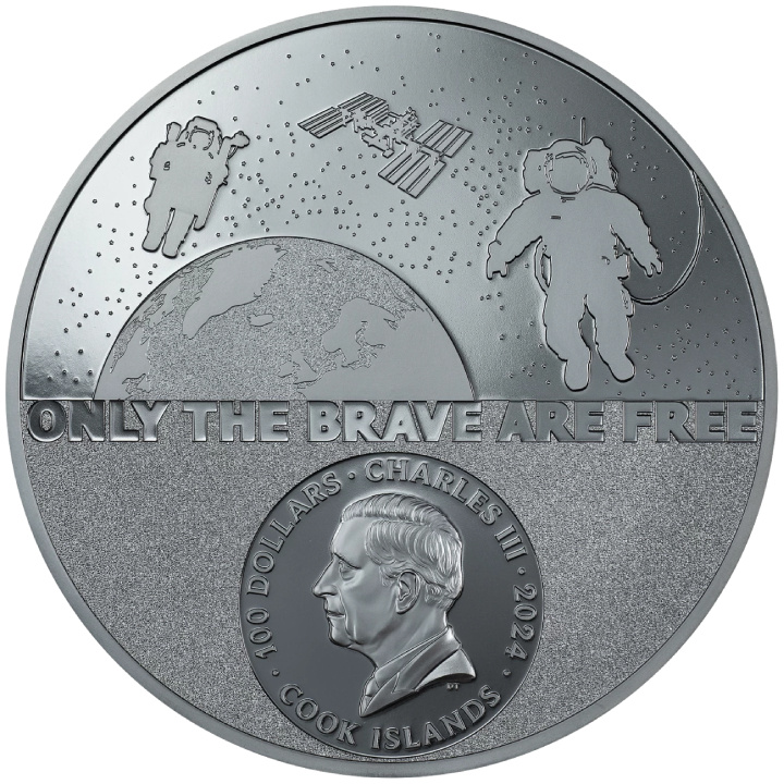 Isole Cook: Real Heroes - Astronauta colorato 1000 grammi d'argento 2024 Black Proof