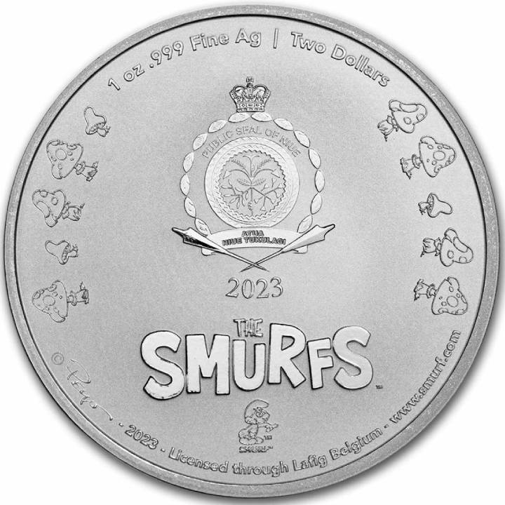 Niue: Smurfette Christmas coloured 1 oz Silver 2023 Slab Coin