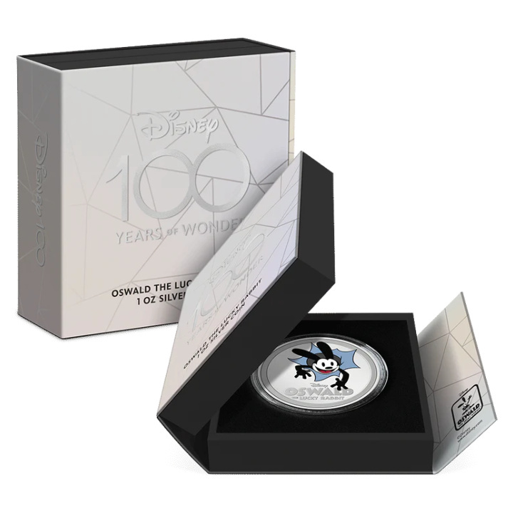 Niue: Disney 100 Years of Wonder – Oswald the Lucky Rabbit coloured 1 oz Silber 2023 Proof