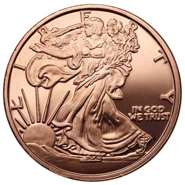 Medaglia di rame Walking Liberty 1 oncia AVDP Rame