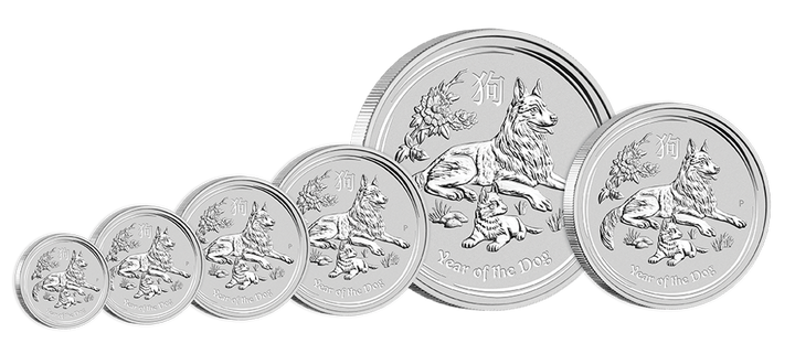 Lunar II: Jahr des Hund 1000 gram Silber 2018 PAKET 10 Stück