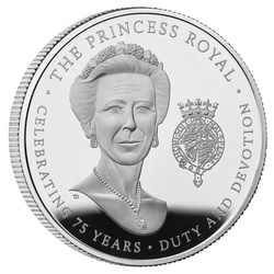 75e anniversaire de SAR la princesse royale 5 £ d'argent 2025 Proof