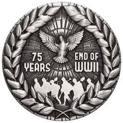 Fin de la Segunda Guerra Mundial 75º Aniversario 2 oz Plata 2020 Antiqued Coin