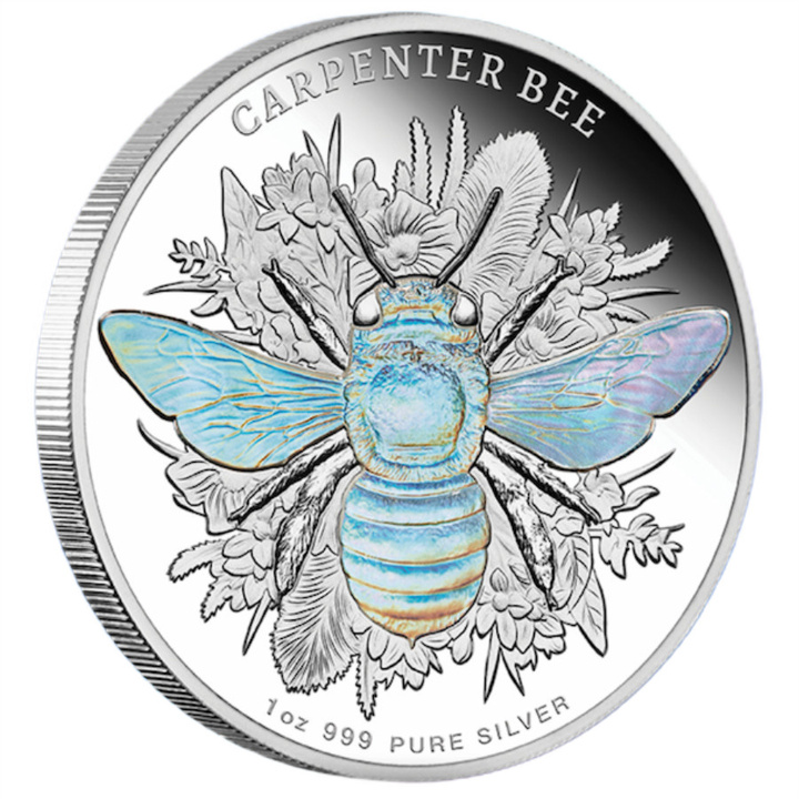 Niue: Australian Native Bees – Tesařská včela 1 unce Stříbro 2026 Proof Hologram