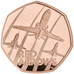 Les Red Arrows 50 pence en or 2025 Proof