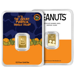 Златно кюлче Peanuts - Pumpkin 60th Anniversary 0,5 г злато 2026 Prooflike