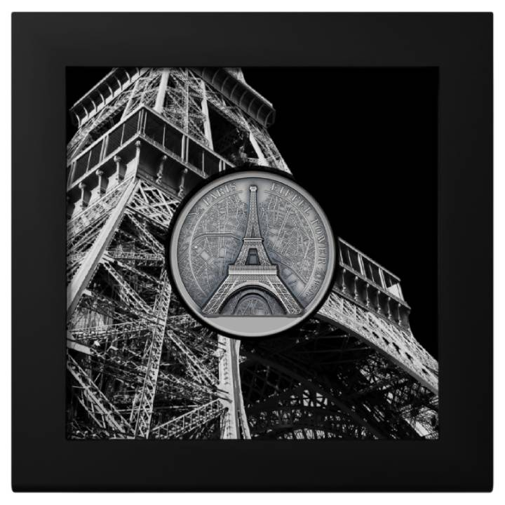 Cook Islands: Eiffel Tower 2 oz Silber 2024 Ultra High Relief Antiqued Coin
