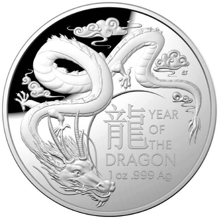 RAM: Lunar - Year of the Dragon 1 oz Silver 2024 Proof Domed Coin