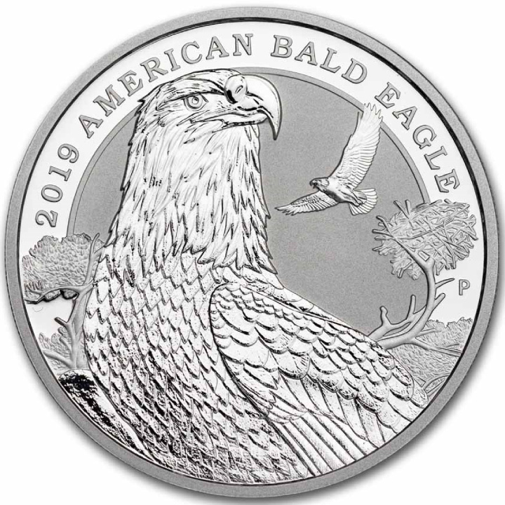 Tuvalu: American Bald Eagle 2 uncje Srebra 2019 Reverse Proof Piedfort Pig Privy Mark