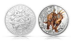 Styracosaurus albertensis coloré 3 euros en cuivre 2021