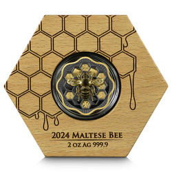 Malte : Maltese Bee plaquée or 2 onces d'argent 2024 High Relief