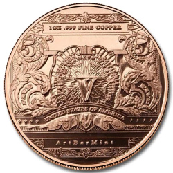 Billete de $5 1 onza de cobre