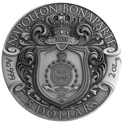 Niue: Visionaries in History – Napoleon Bonaparte dorada 2 onzas de Plata 2025 Antiqued Coin