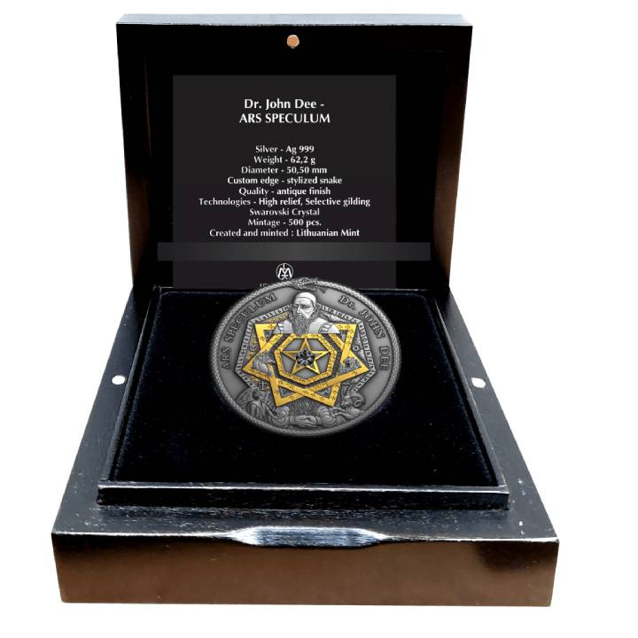 Niue Los Alquimistas - Dr. J. Dee "Ars Speculum" $5 Plata 2022 Acabado Antiguo