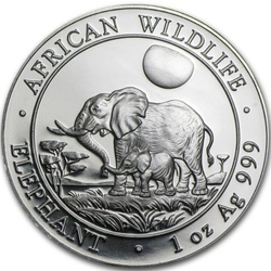 African Wildlife: Elefante somalo 1 oncia d'argento 2011