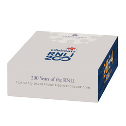 200 de ani de RNLI 50p colorată Argint 2024 Proof Piedfort