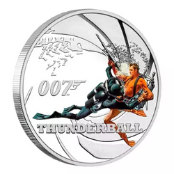 Tuvalu: Thunderball kolorowany 1/2 uncji Srebra 2021 Proof