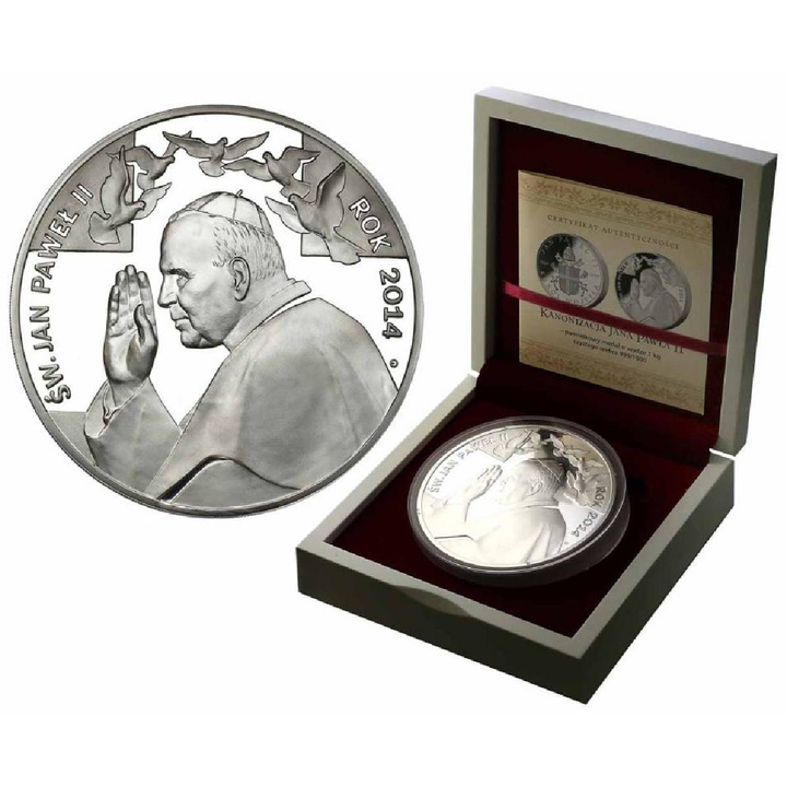 Médaille en argent Canonisation de Jean-Paul II 1000 g argent 2014 Proof
