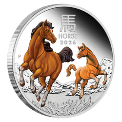 Perth Mint: Lunar III - Jahr des Pferdes: Set aus 3 Münzen coloriert/vergoldet Silber 2026 Proof