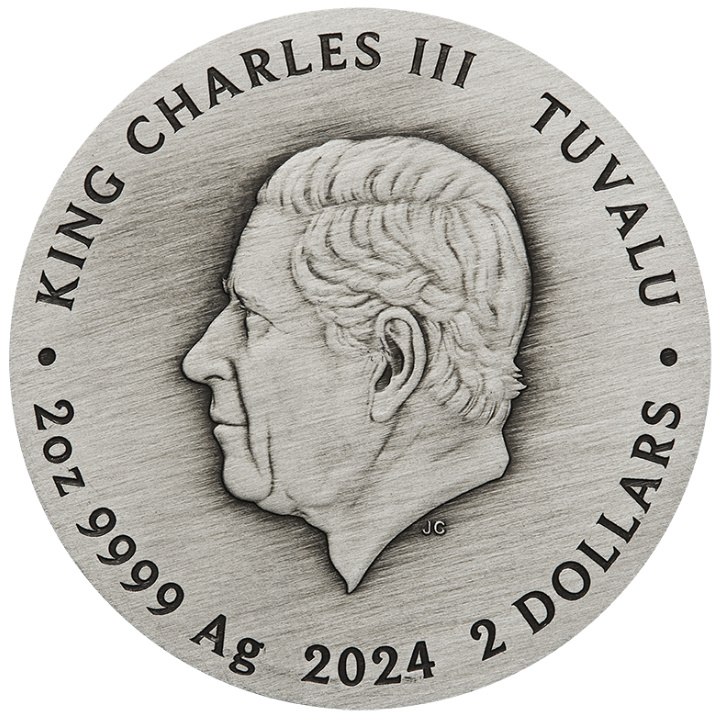 Tuvalu: Frida Kahlo colorato 2 once d'argento 2024 Moneta antichizzata