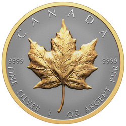 Canadian Maple Leaf 1 oz Silver 2023 Gilded Proof Ultra High Relief