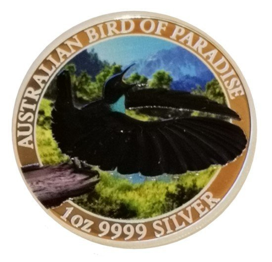 Bird of Paradise: Victoria’s Riflebird 1 uncja Srebra 2018 Kolorowany