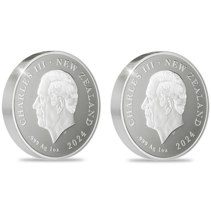 Set di 2 monete Nuova Zelanda: Cielo scuro e cielo chiaro colorato 2 x 1 oncia d'argento 2024 Proof
