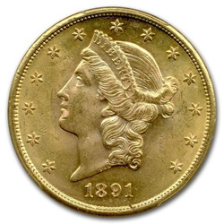 Liberty-S Double Eagle 20 Dollar 1891 Stan 2/2-