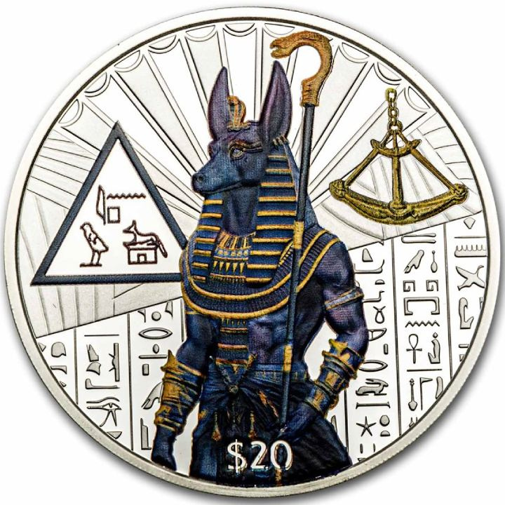 Sierra Leone: Egyptian Gods - Anubis coloured 2 oz Silber 2023 Proof Coin