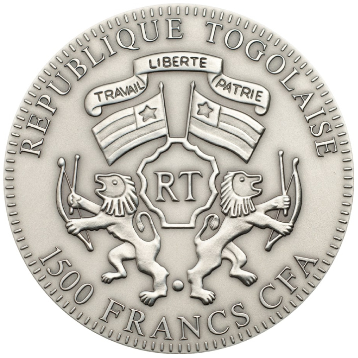 Togo: Jahr der Schlange 2 uncje Srebra 2013 Antique Finish