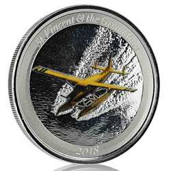 St. Vincent & The Grenadines: Seaplane kolorowany 1 uncja Srebra 2018 Proof