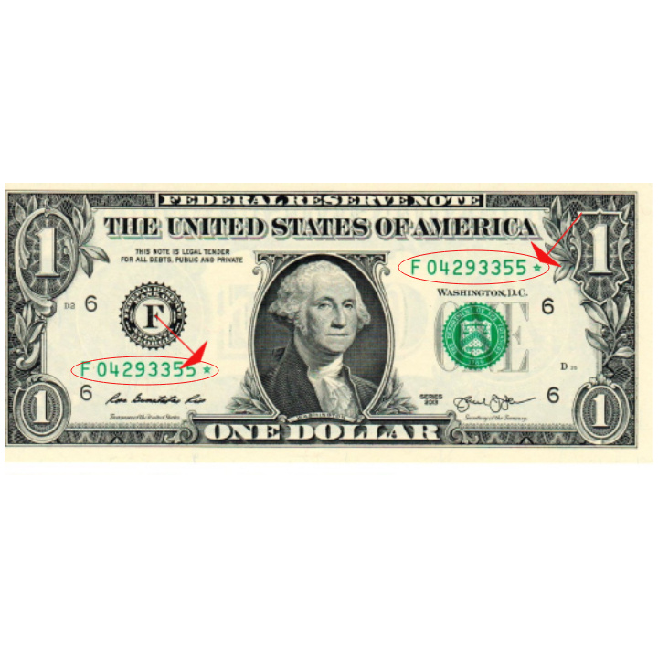 Banknot USA 1 Dolar (1 U.S. dollar / 1 USD) z gwiazdką UNC 100 sztuk