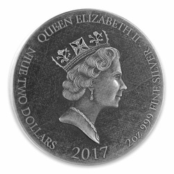 Niue : Biblique - La crucifixion du Christ 2 onces d'argent 2017 Proof Antiqued Coin