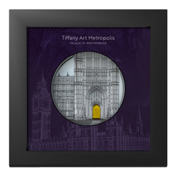 Palau: Tiffany Art Metropolis - Palacio de Westminster coloreada 5 oz Plata 2023 Negro Proof Ultra Alto Relieve